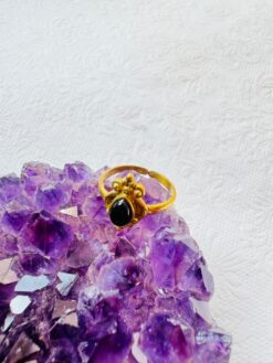 5/20 Pieces Black Onyx Gemstone Brass Ring