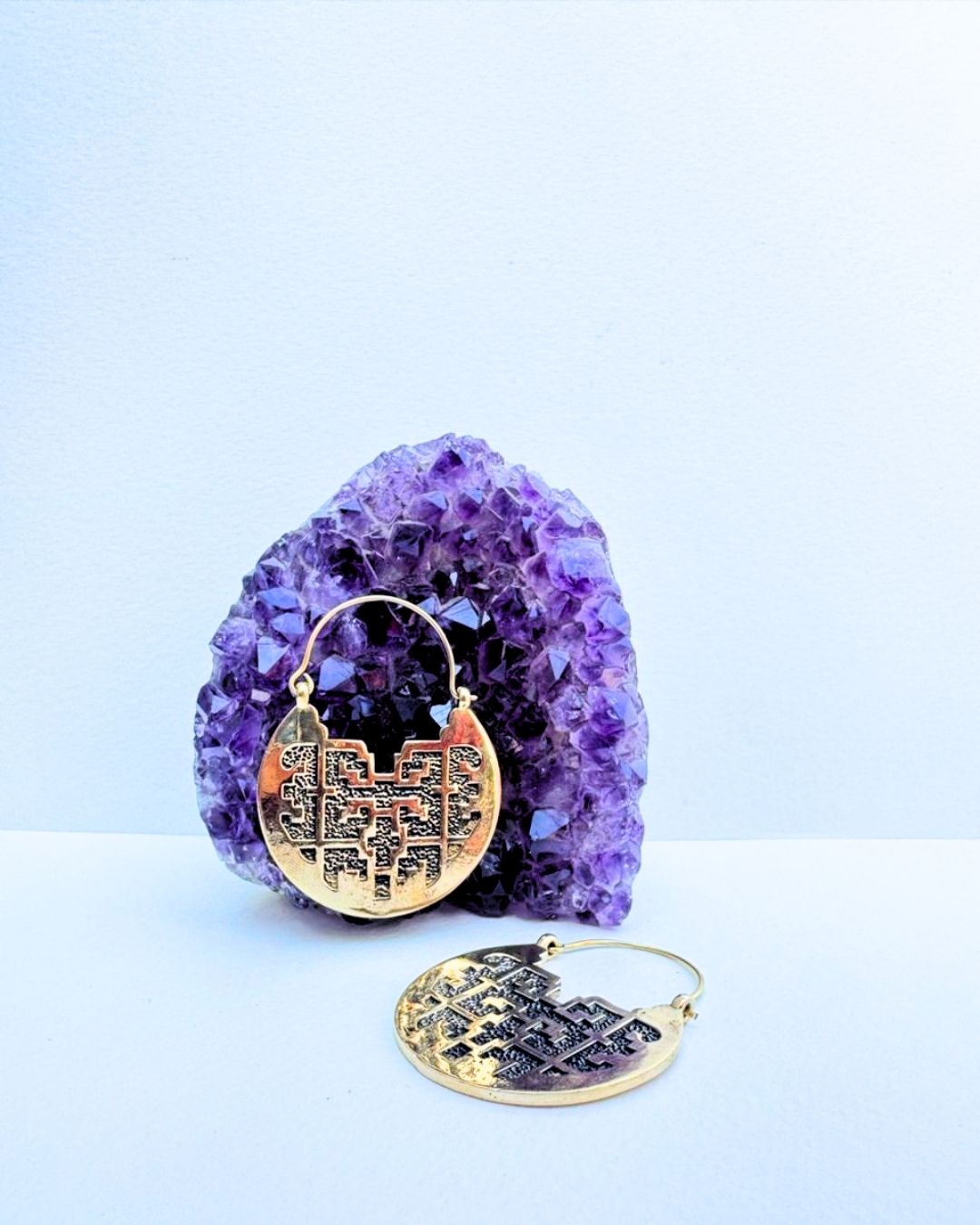 5/20 Pairs Sacred Geometry Hoop Brass Earrings