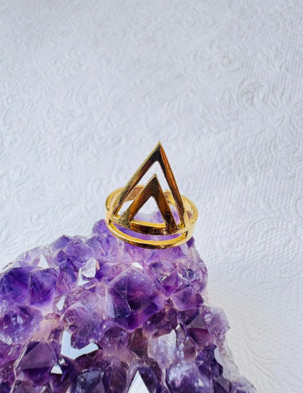 5/20 Pieces Nested Triangle Brass Ring