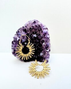 5/20 Pairs Beaded Spikes Hoop Brass Earrings