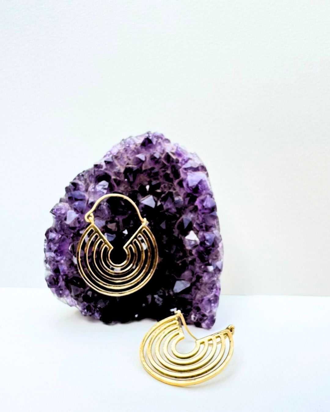 5/20 Pairs Minimal Layered Crescent Hoop Brass Earrings