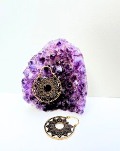 5/20 Pairs Circular Mandala Hoop Brass Earrings