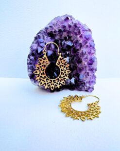 5/20 Pairs Floral Scroll Filigree Hoop Brass Earrings