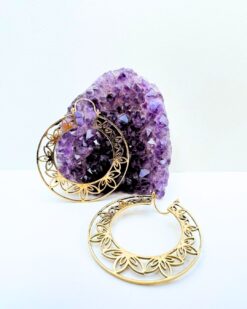 5/20 Pairs Classic Floral Mandala Hoop Brass Earrings
