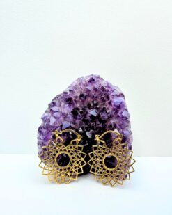 5/20 Pairs Sun Mandala Hoop Brass Earrings