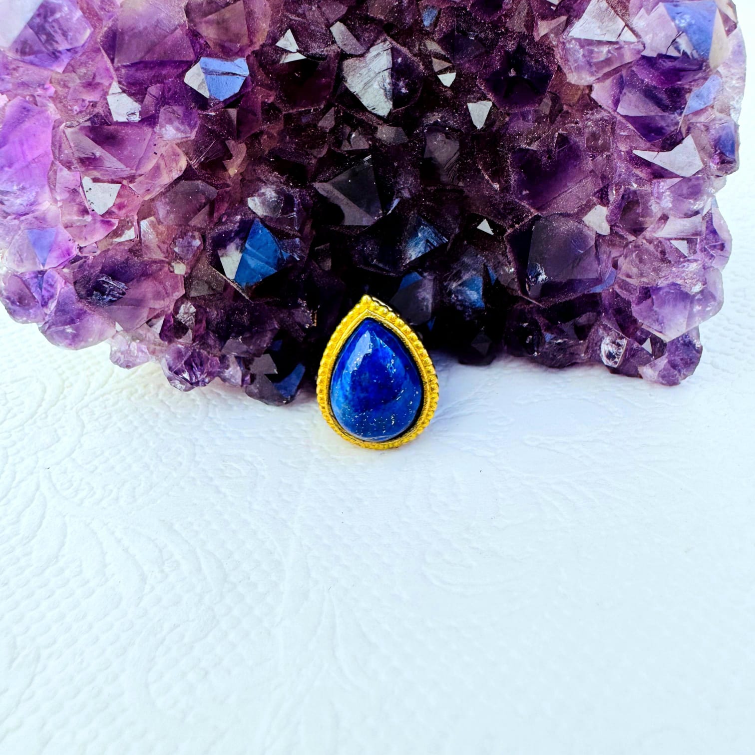 Lapis Lazuli Teardrop Grooved Stones Connectors