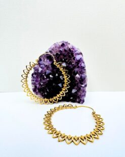 5/20 Pairs Petal Filigree Hoop Brass Earrings