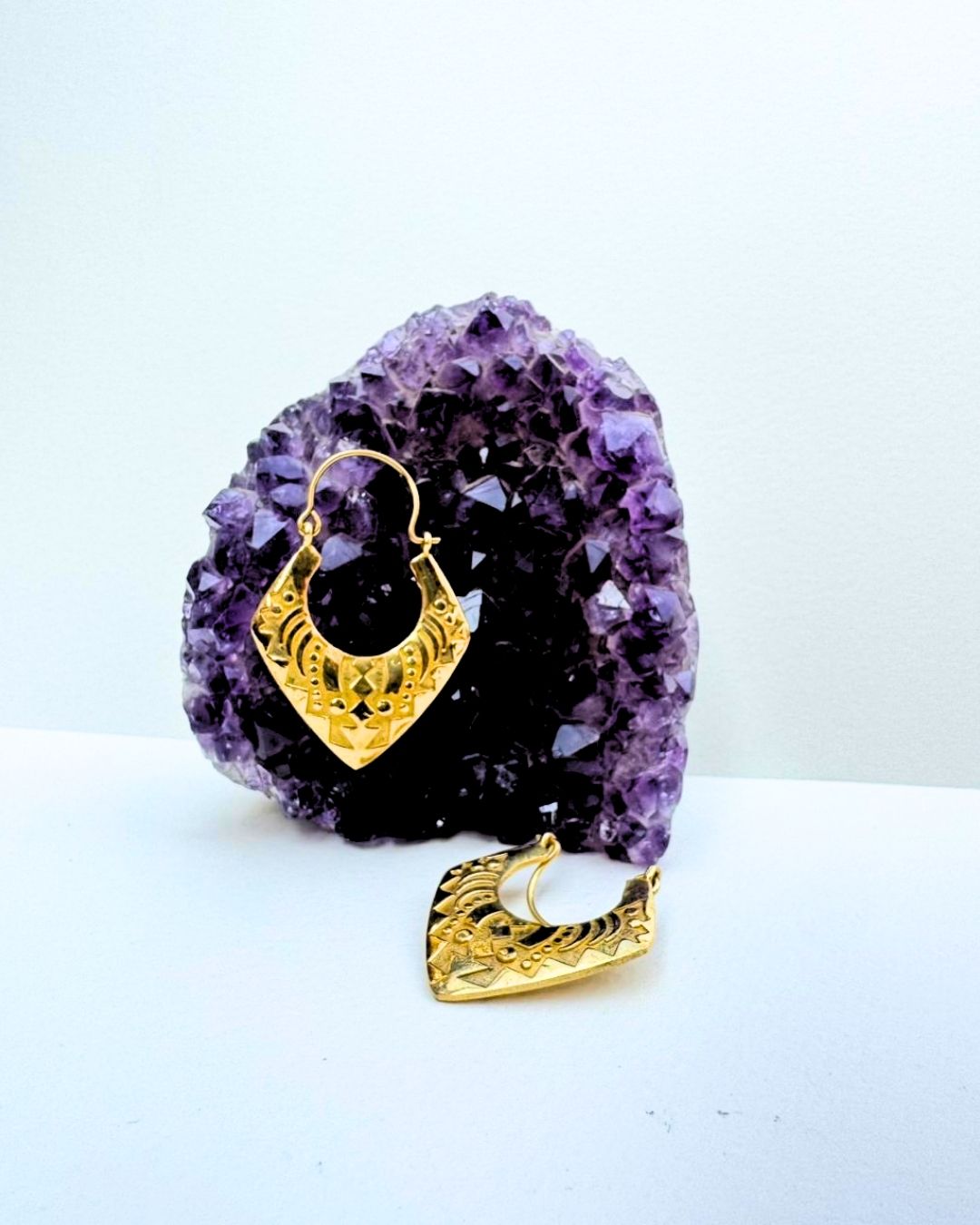 5/20 Pairs Tribal Engraving Hoop Brass Earrings