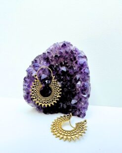 5/20 Pairs Beaded Layered Hoop Brass Earrings