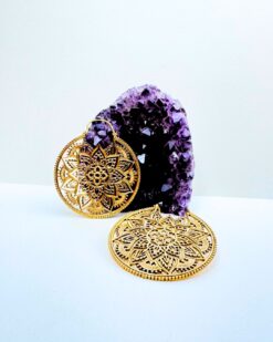 5/20 Pairs Openwork Mandala Hoop Brass Earrings