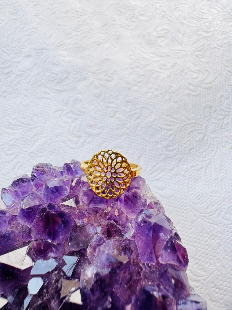 5/20 Pieces Circular Mandala Lace Brass Ring