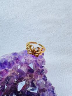5/20 Pieces Butterfly Adjustable Brass Ring