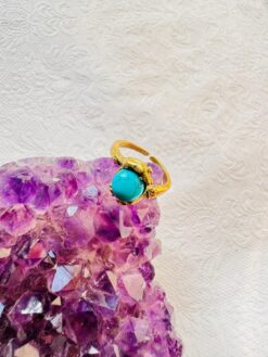 5/20 Pieces Turquoise Adjustable Brass Ring