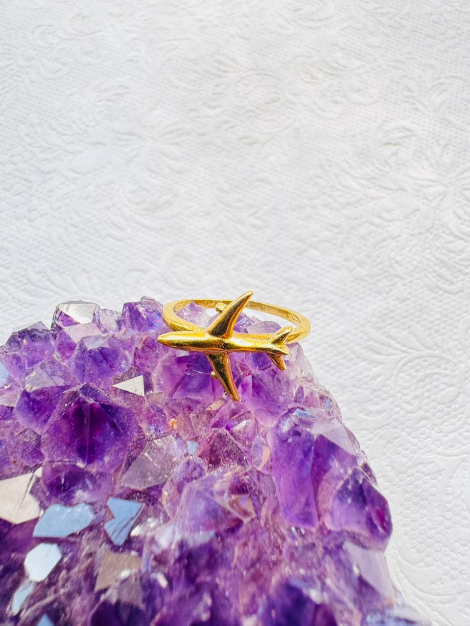 5/20 Pieces Airplane Design Brass Ring