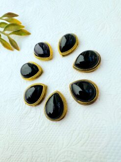 Black Onyx Teardrop Grooved Stones Connectors