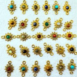 Sunburst Brass Gemstone Connectors