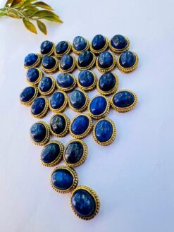 Oval Grooved stones - Lapis Lazuli Connectors for Micro Macrame