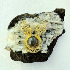 Big Labradorite Ethnic Brass Pendant for Jewelry Making