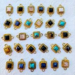 Square Brass Gemstone Connectors