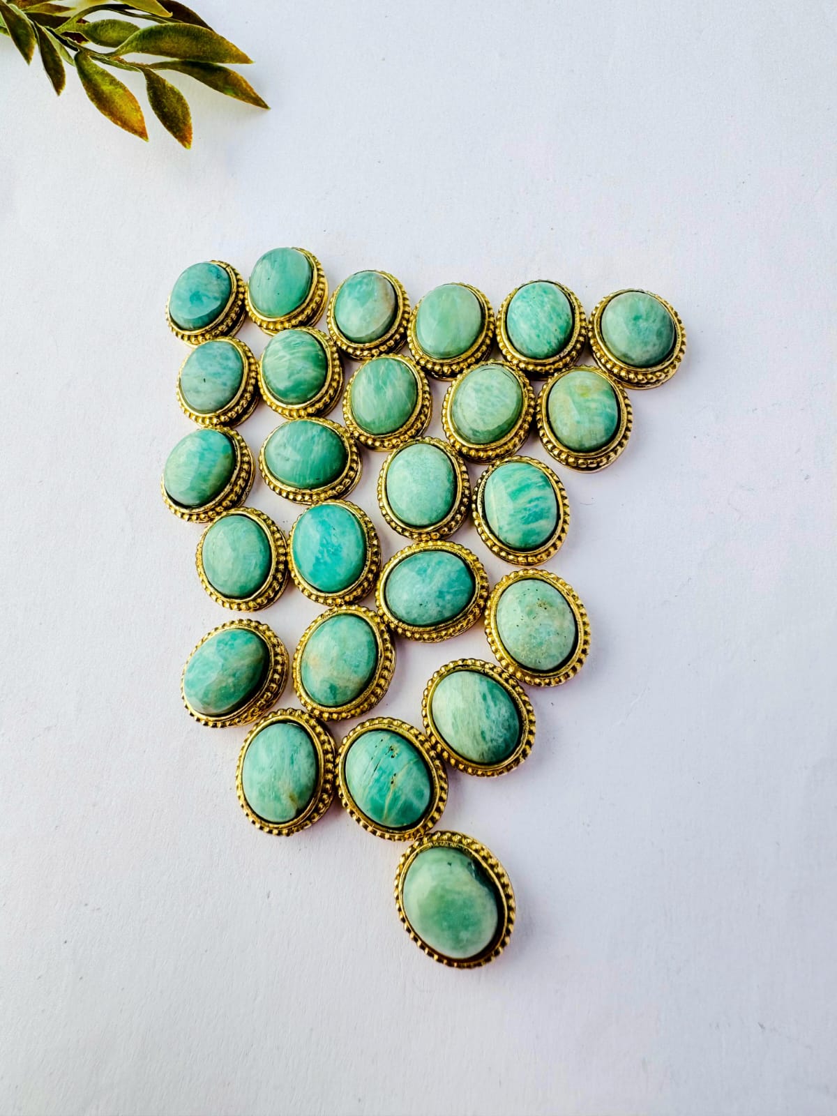 Oval Grooved stones - Amazonite Connectors for Micro Macrame