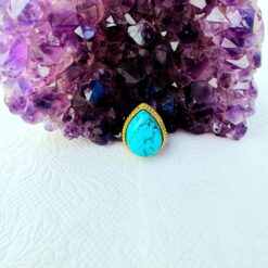 Turquoise Teardrop Grooved Stones Connectors