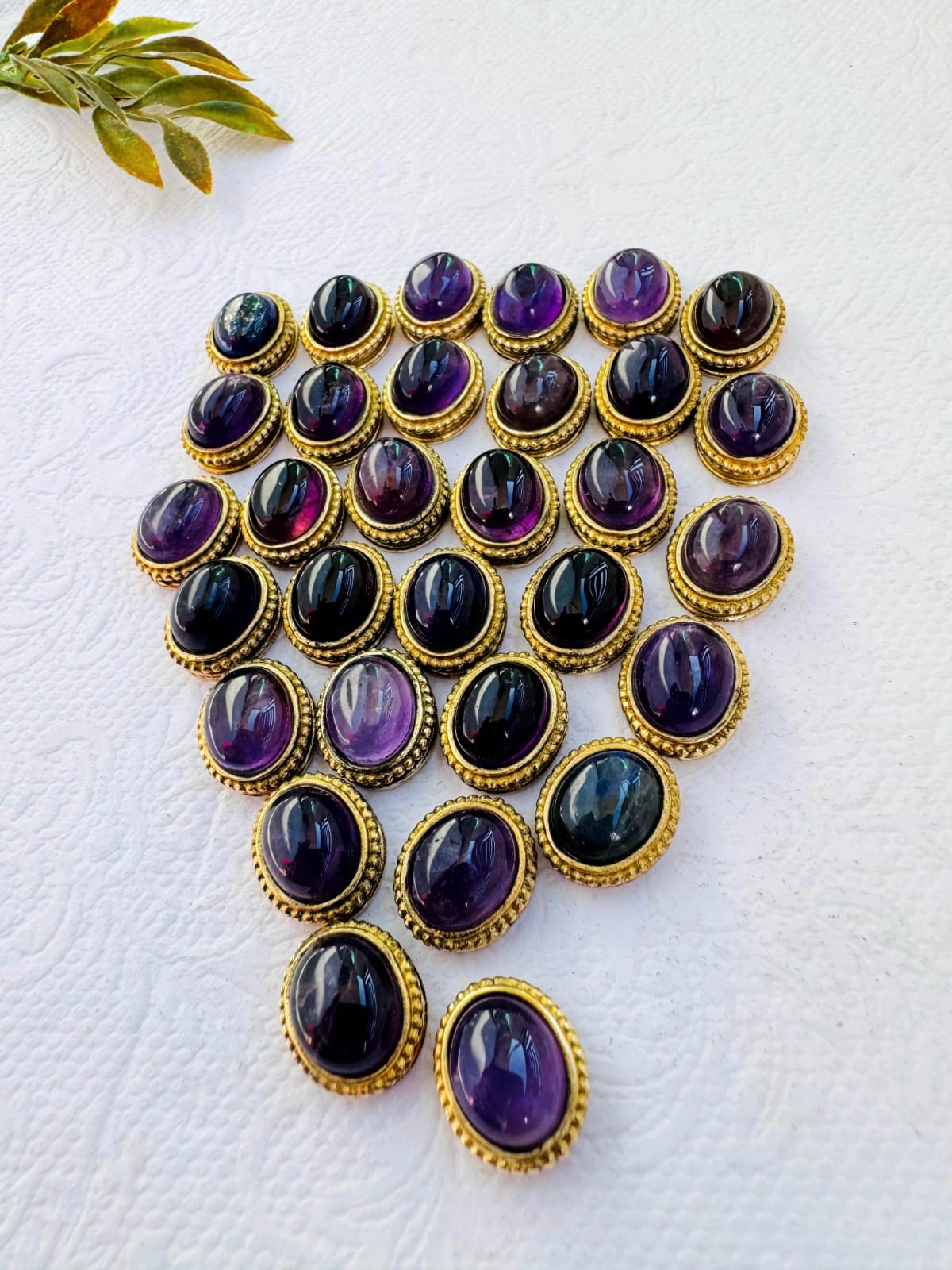 Oval Grooved stones - Amethyst Connectors for Micro Macrame