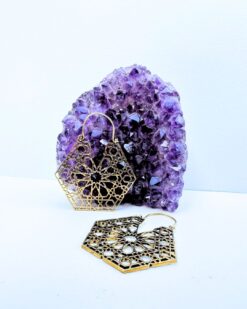 5/20 Pairs Mandala Textured Hoop Brass Earrings