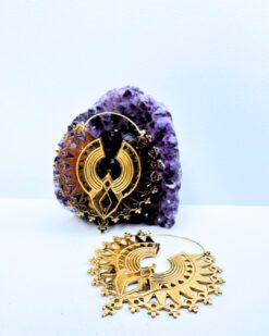 5/20 Pairs Tribal Fan Hoop Brass Earrings