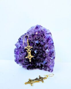 5/20 Pairs Tuareg Cross Drop Brass Earrings