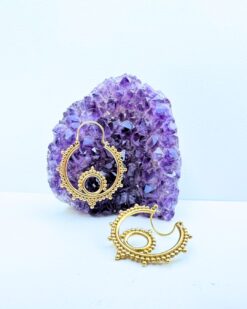 5/20 Pairs Beaded Double Circle Hoop Brass Earrings