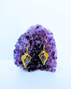 5/20 Pairs Labradorite Stone Drop Brass Earrings