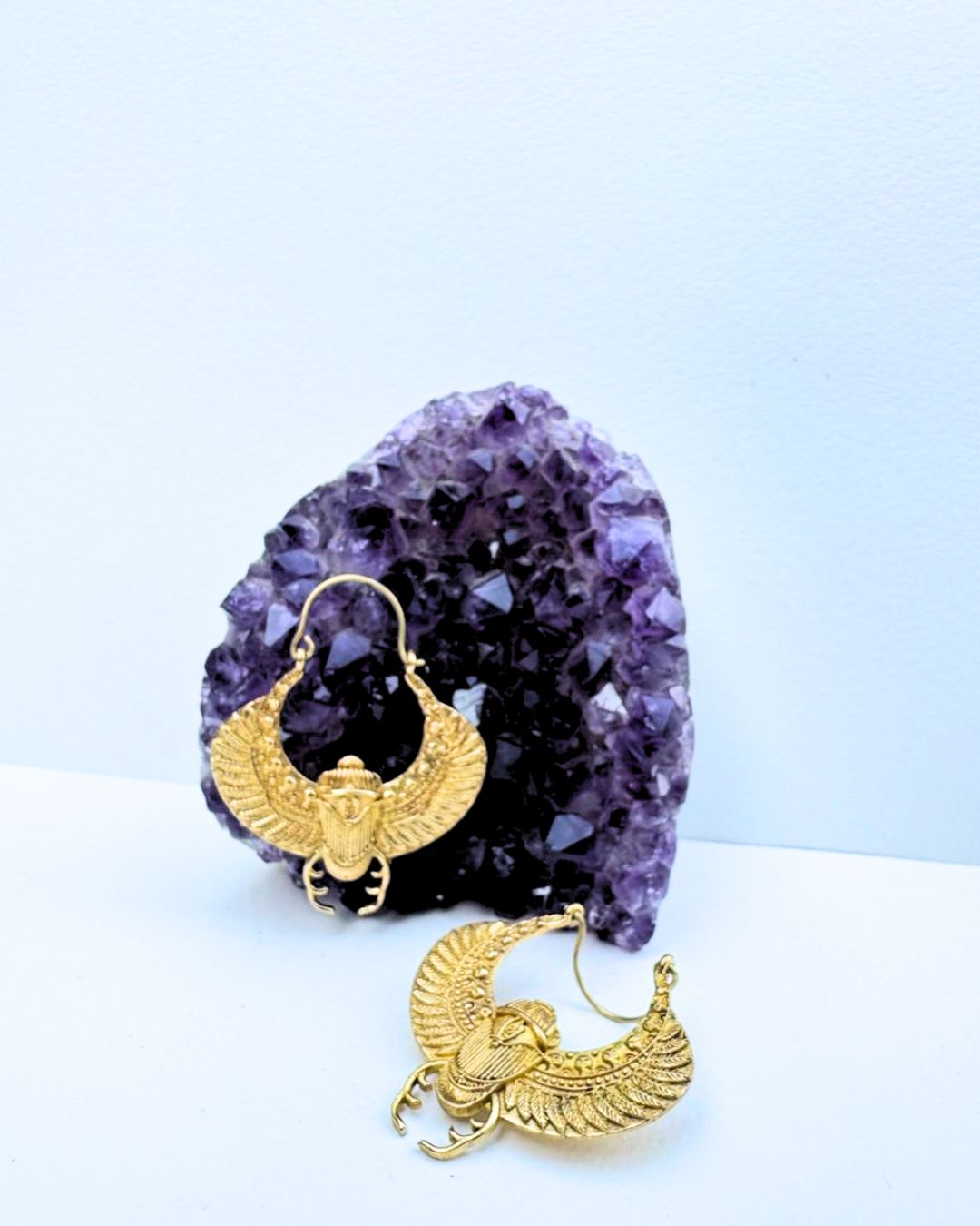 5/20 Pairs Egyptian Scarab Wing Brass Earrings