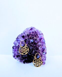5/20 Pairs Sacred Geometry Hoop Brass Earrings