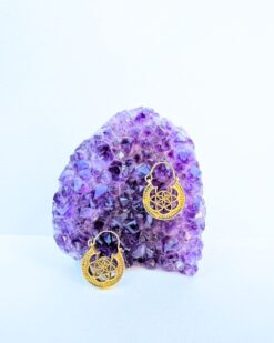 5/20 Pairs Flower Crescent Moon Brass Earrings