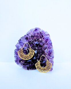 5/20 Pairs Ornate Half Moon Hoop Brass Earrings