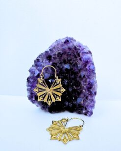 5/20 Pairs Refined Sunburst Hoop Brass Earrings