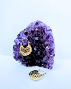 5/20 Pairs Sri Yantra Inspired Hoop Brass Earrings