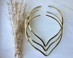 Minimal Sleek V Shape Brass Choker Set