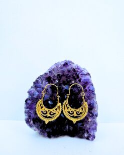 5/20 Pairs Dotted Crescent Hoop Brass Earrings