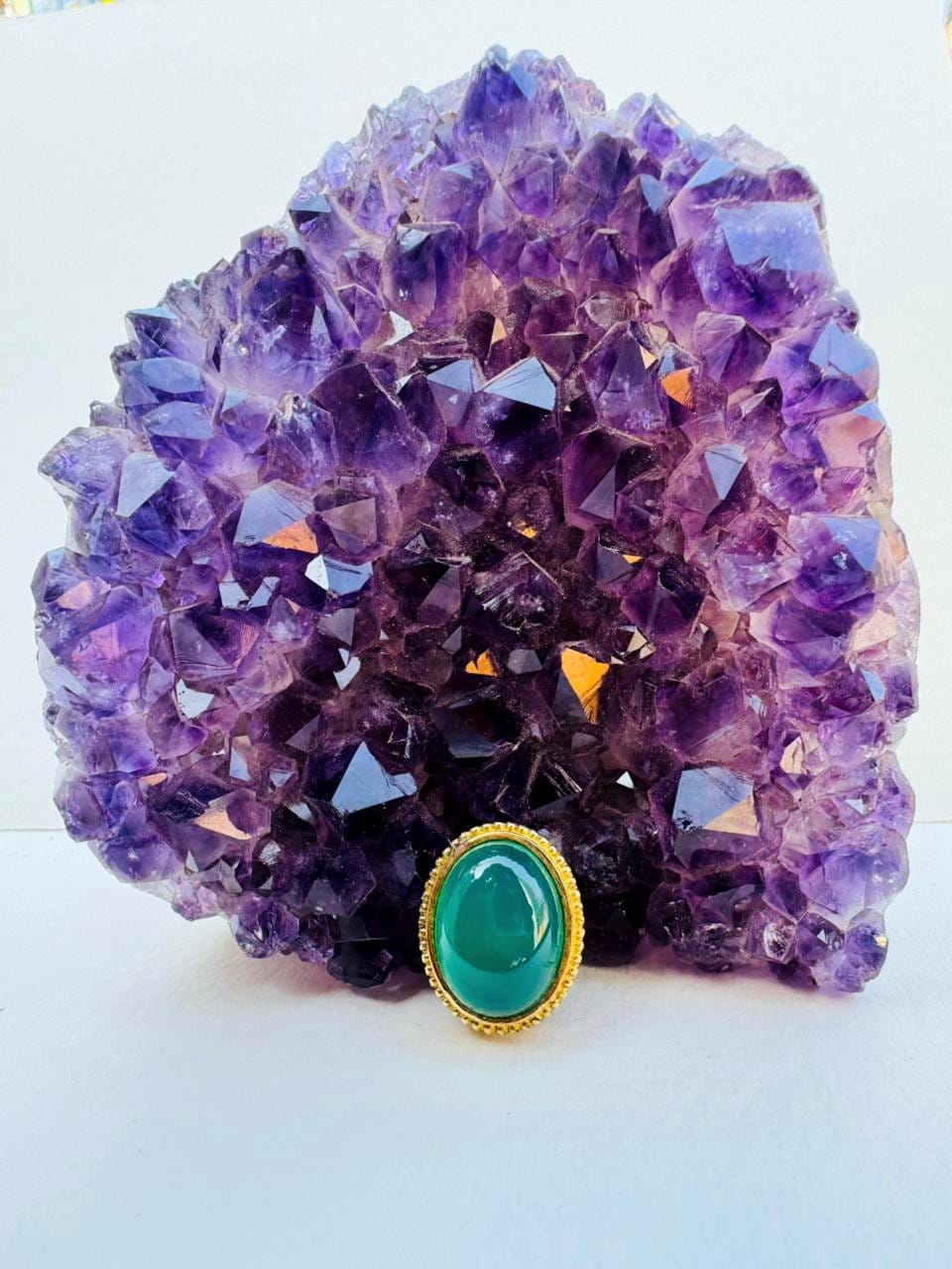 Green Onyx Grooved Stones Connectors