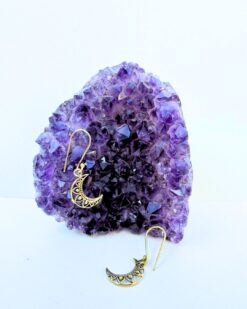 5/20 Pairs Crescent Moon Filigree Brass Earrings