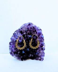 5/20 Pairs Lattice Crescent Hoop Brass Earrings