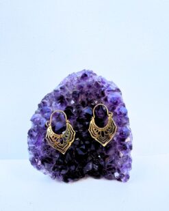 5/20 Pairs Lotus Pattern Hoop Brass Earrings