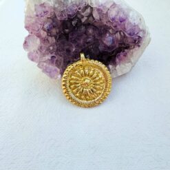 Sunburst Round Brass Pendant