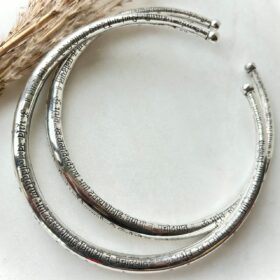 Sacred Script Engraved Silver Tone Brass Choker Set