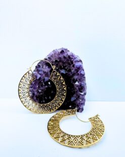 5/20 Pairs Ethnic Crescent Hoop Brass Earrings