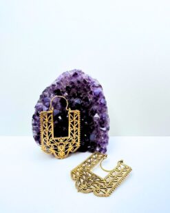 5/20 Pairs Rectangular Filigree Brass Earrings