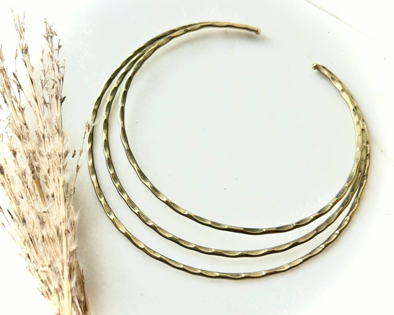 Triple Flow Hammered Brass Choker Set