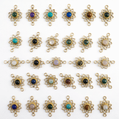 Floral Stone Brass Gemstone Connectors