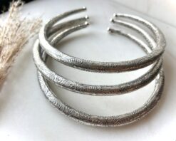 Whispering Vines Engraved Silver Tone Brass Choker Set